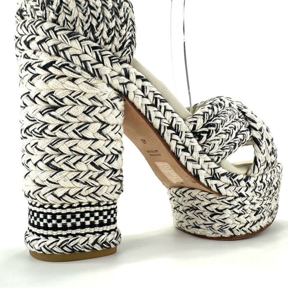 Antolina Paris Barbara Platform High Heel Sandal Sz 10 White Black Woven Cotton - Picture 15 of 16